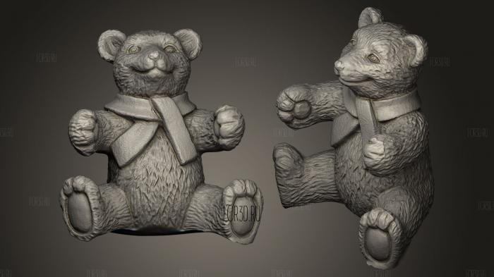 bear with a scarf stl model for CNC